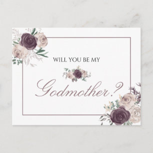 Invitation Carte Postale Rose Floral Or Rose Gold Will Vous serez ma marrai