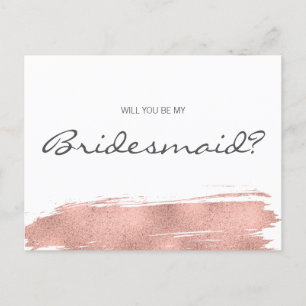 Invitation Carte Postale Rose Gold Brushstroke Serez-Vous Ma Femme D'Accuei