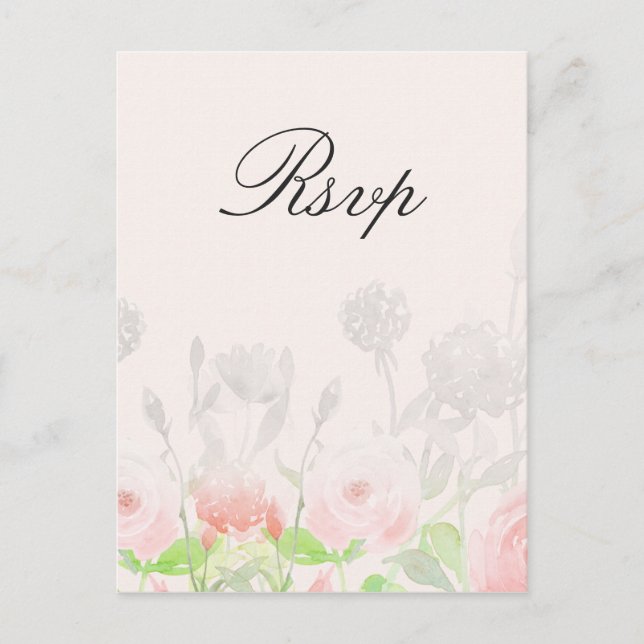 Invitation Carte Postale Rose Jardin Floral moderne mariage rsvp (Devant)