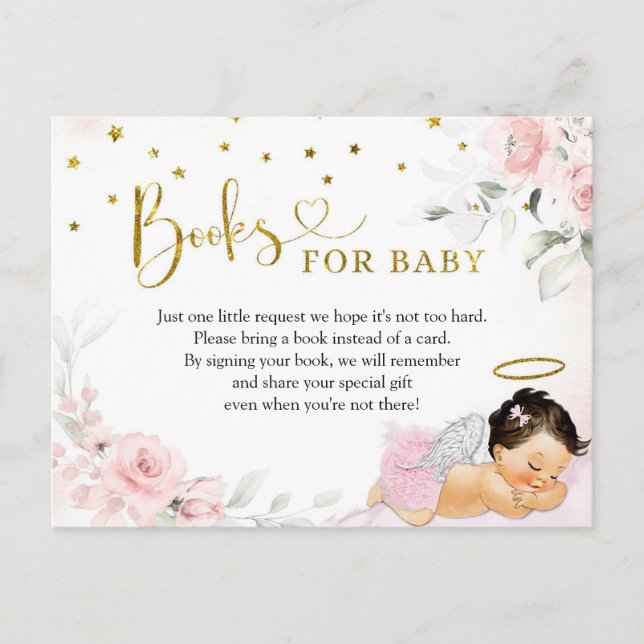 Invitation Carte Postale Rose Mexicain Angel Baby Heaven a envoyé des livre (Devant)