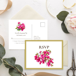 Invitation Carte Postale Rosier sauvage magenta RSVP