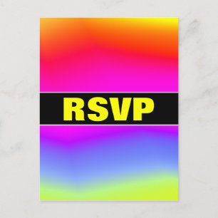 Invitation Carte Postale "RSVP" + Amusement multicolore Arc-en-ciel-Comme