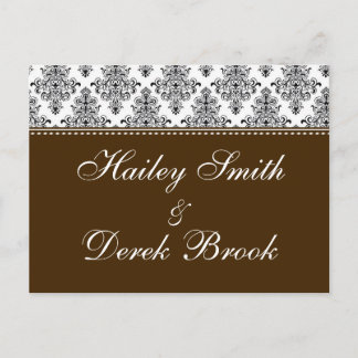 Invitation Carte Postale RSVP - Chocolat et texte blanc