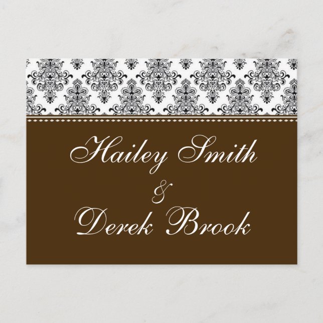 Invitation Carte Postale RSVP - Chocolat et texte blanc (Devant)