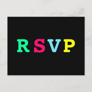 Invitation Carte Postale RSVP couleur noir Cool rétro