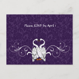 Invitation Carte Postale RSVP cygne blanc