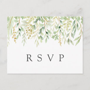 Invitation Carte Postale RSVP de mariage botanique à feuillage vert