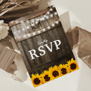 Invitation Carte Postale RSVP de mariage champêtre   Lumières de tournesol