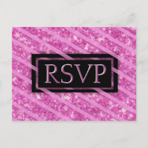 Invitation Carte Postale RSVP   Étiquette Parties scintillant rose