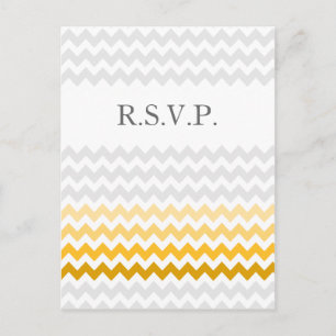 Invitation Carte Postale Rsvp jaune et gris de chevron de mod d'Ombre de