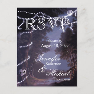 Invitation Carte Postale RSVP - Lumières d'arbre