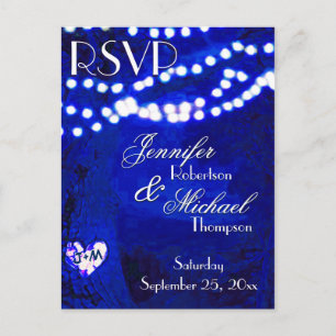 Invitation Carte Postale RSVP - Lumières sur le bleu des arbres