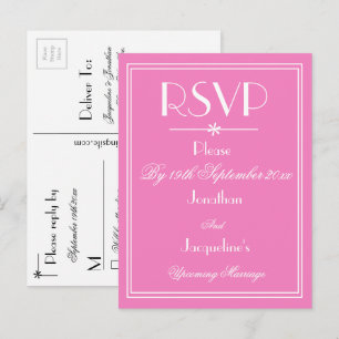 Invitation Carte Postale RSVP mariage élégant Noms personnalisés rose RSVP