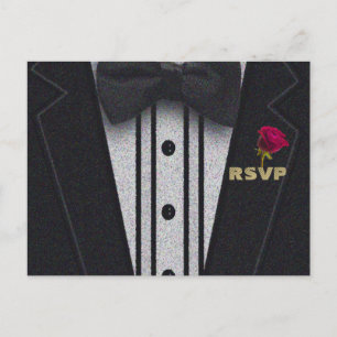 Invitation Carte Postale RSVP   Parties scintillant Tuxedo