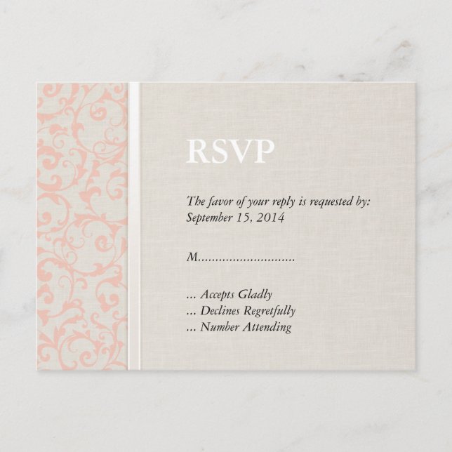 Invitation Carte Postale RSVP pour le corail SmartElegance (Devant)
