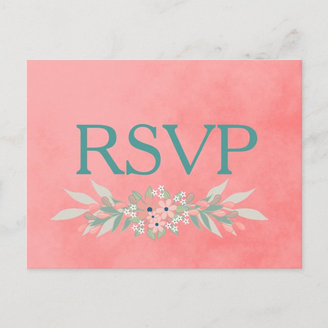 Invitation Carte Postale RSVP rose rustique (Devant)