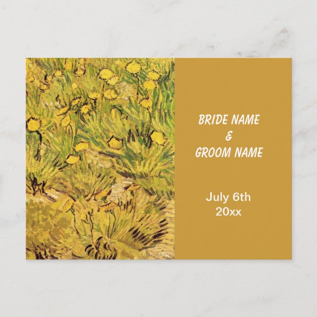 Invitation Carte Postale RSVP, Un champ de fleurs jaunes (Devant)