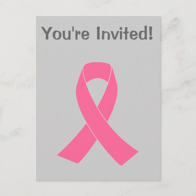 Invitation Carte Postale Ruban de sensibilisation au cancer rose (Devant)