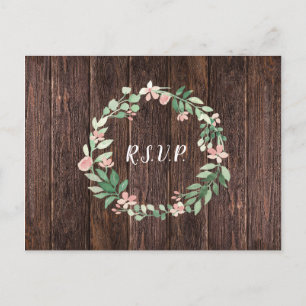 Invitation Carte Postale Russe Wreath mariage rsvp + choix de repas