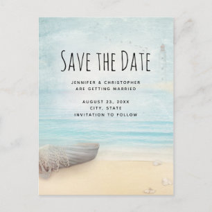 Invitation Carte Postale Rustic Beach Scene Enregistrer la date