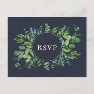 Invitation Carte Postale Rustic Foliage Marine Mariage RSVP Demande de chan