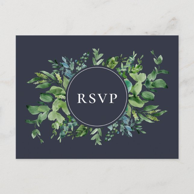 Invitation Carte Postale Rustic Foliage Marine Mariage RSVP Demande de chan (Devant)