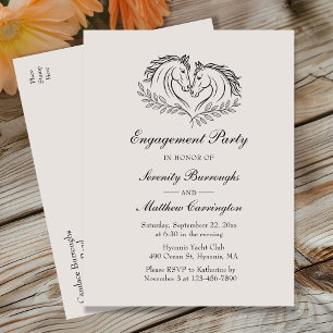 Invitation Carte Postale Rustic Horse Pays Western Engagement Party