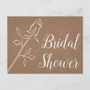Invitation Carte Postale Rustic Kraft Fête des mariées Rose de pays Mariage