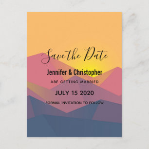 Invitation Carte Postale Rustic Mountains Polygons géométriques Enregistrer