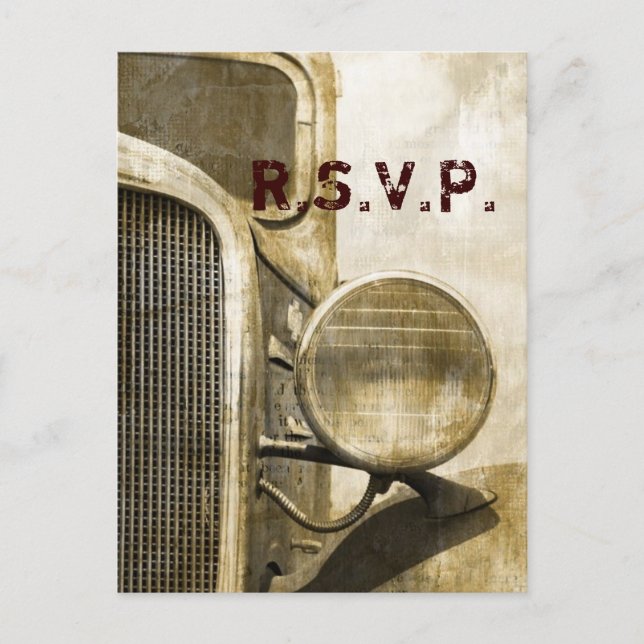 Invitation Carte Postale Rustic Truck Western Country Farm Wedding RSVP (Devant)