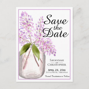 Invitation Carte Postale Rustique aquarelle Lilacs mariage Enregistrer la d