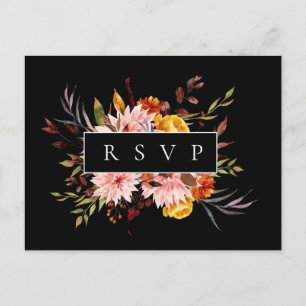 Invitation Carte Postale Rustique Automne Cadre Mariage RSVP Song Request