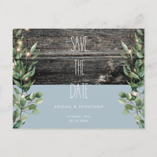 Invitation Carte Postale Rustique Icy Blue Foliage Mariage Enregistrer la d