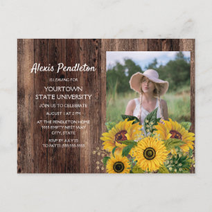 Invitation Carte Postale Rustique Tournesol Trunk Party Douche à Dorm