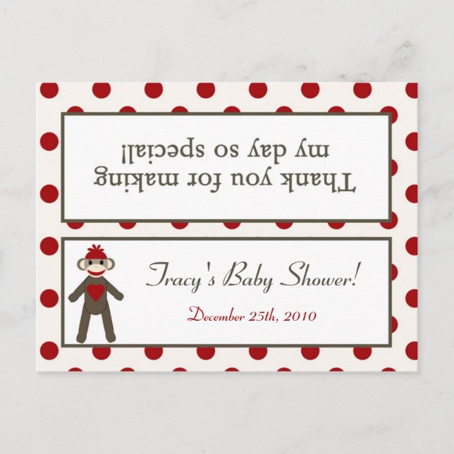 Invitation Carte Postale Sac de Goody Topp Sock Rouge Singe (Devant)