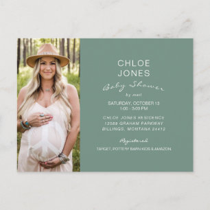 Invitation Carte Postale Sage Baby shower par courrier