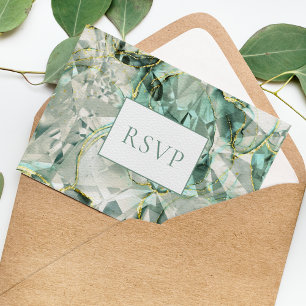 Invitation Carte Postale Sage Green Aventurine Gemstone Wedding RSVP