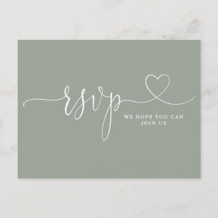 Invitation Carte Postale Sage Green Heart Script Chanson Demande