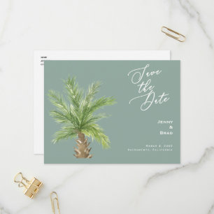 Invitation Carte Postale Sage moderne Tropical Foliage Mariage Enregistrer 