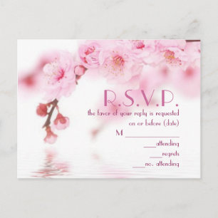 Invitation Carte Postale Sakura rose cerisier mariage chinois