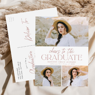 Invitation Carte Postale Salutations à la Grad Dusty Rose Graduation Party