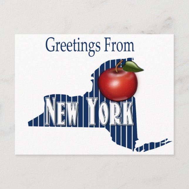 Invitation Carte Postale Salutations de New York Pinstripes et grande Apple (Devant)