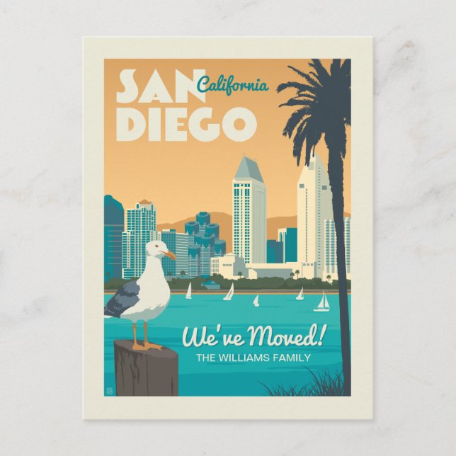 Invitation Carte Postale San Diego, Californie | Nous avons bougé ! (Devant)