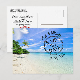Invitation Carte Postale Sauvegarder les dates,Mariage à la plage,Invitatio