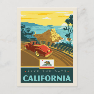 Invitation Carte Postale Save the date   Californie 2