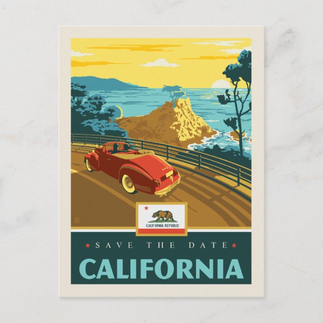 Invitation Carte Postale Save the date | Californie 2 (Devant)