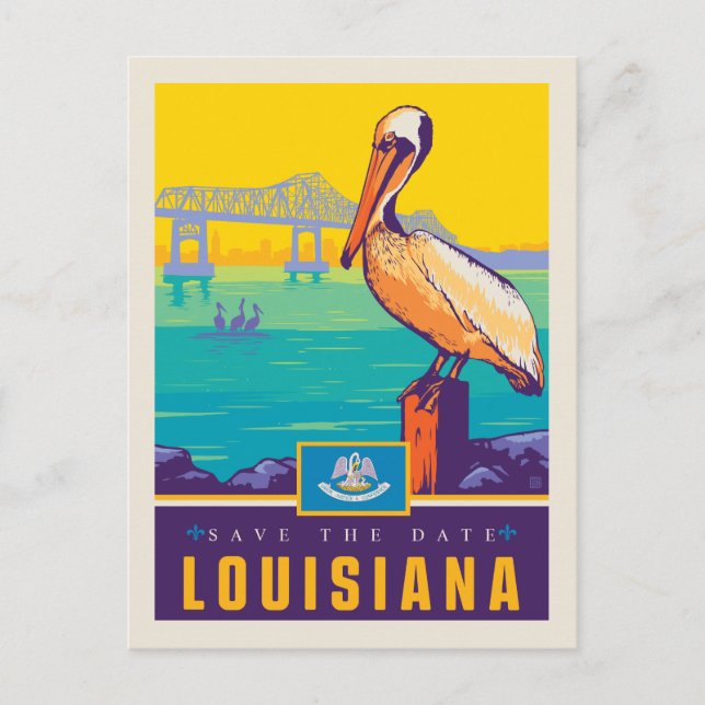 Invitation Carte Postale Save the date | Louisiana (Devant)