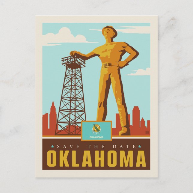 Invitation Carte Postale Save the date | Oklahoma (Devant)