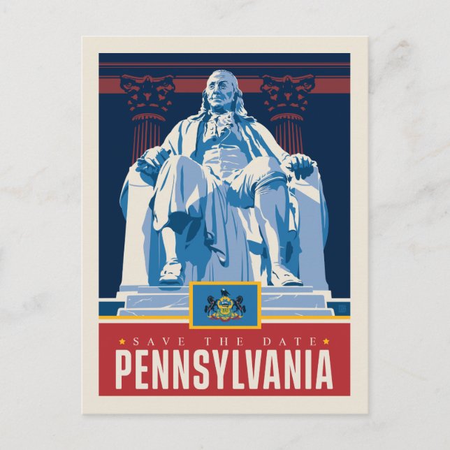 Invitation Carte Postale Save the date | Pennsylvania (Devant)