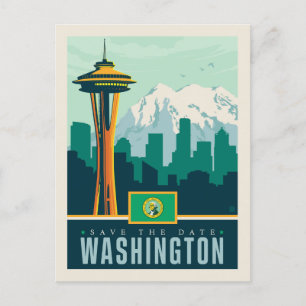 Invitation Carte Postale Save the date Washington